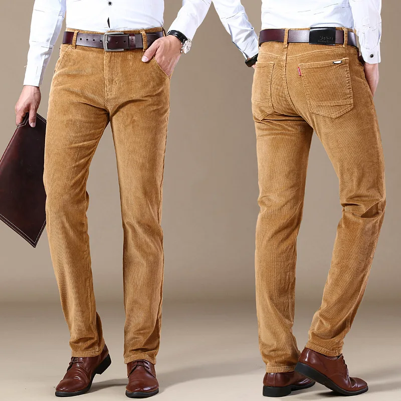 Corduroy Long Pants Men formal Thicken Warm Casual winter sweat pants for men Trousers