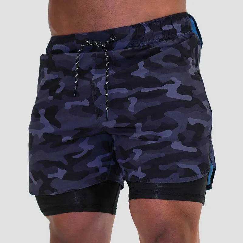 

Hot Selling 2 in 1 Plus Size Reflective Men Short Train Pants With Zipper Pockets For Weight Lift Gym Basketball Shorts, As picture