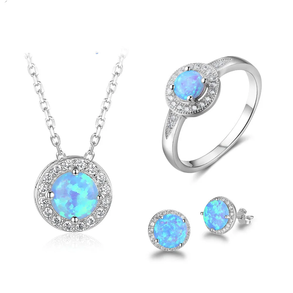 

Factory Direct Batch Foreign Trade Opal Opal Sterling Silver Party Banquet Opal Jewelry Set, Picture shows