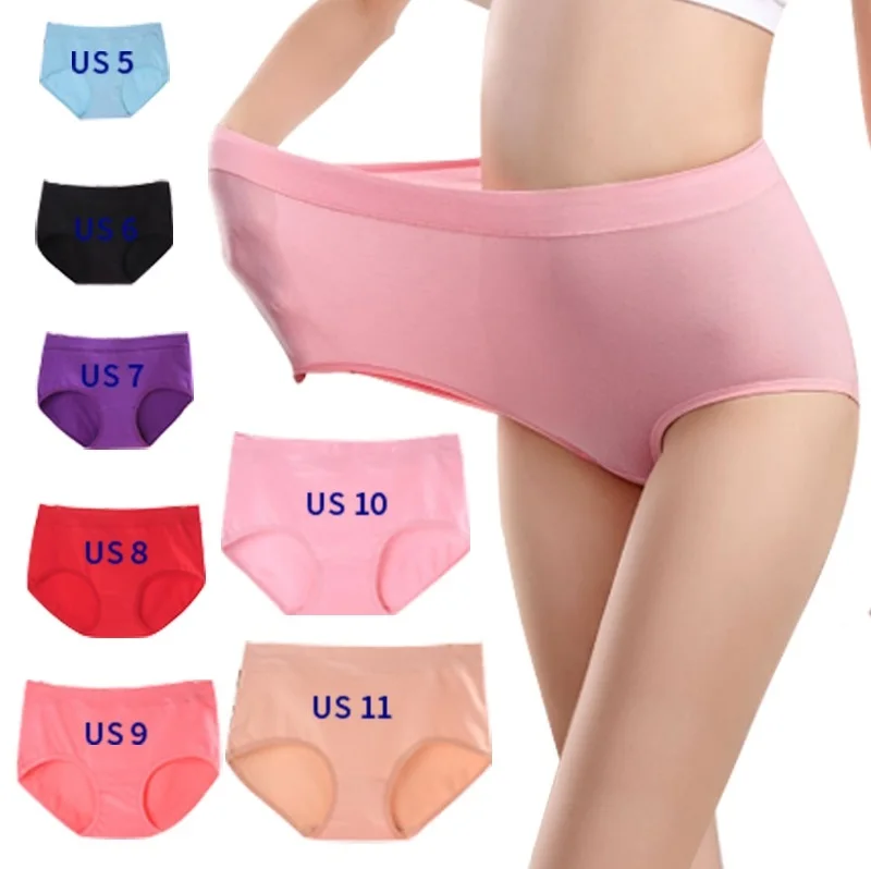 

Wholesale plus size Underwear US Size 11 women's panties middle waist breathable Cotton Spandex panties