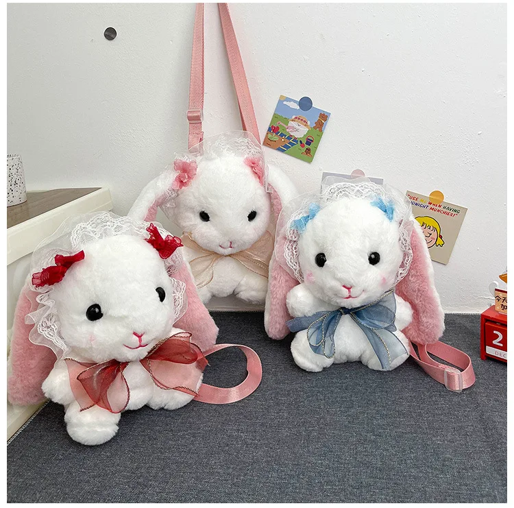 

Ins Korean Version Of Cute Plush Doll Shoulder Bag Lace Rabbit Messenger Bag Coin Purse Girl Mobile Phone Tote Bag