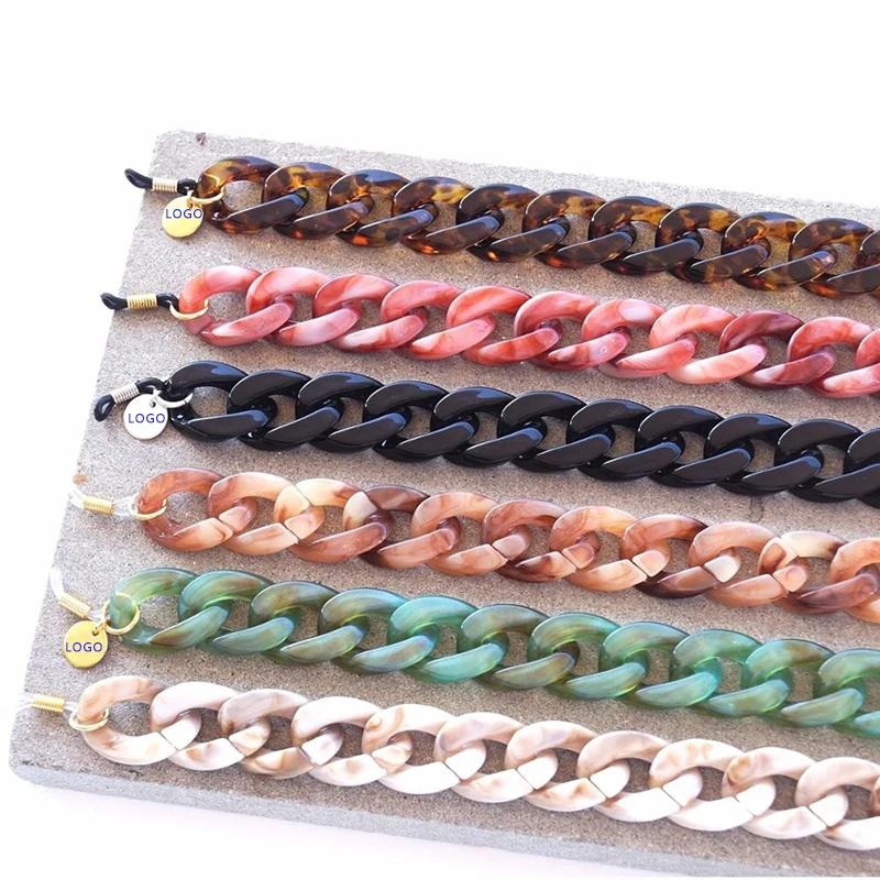 

Chunky Curb Chain Acrylic Eyeglass Holder Sunglasses Acrylic Chain Bag Strap Neck Cord For Glasses Mask Chain Necklace Holder, Solid color