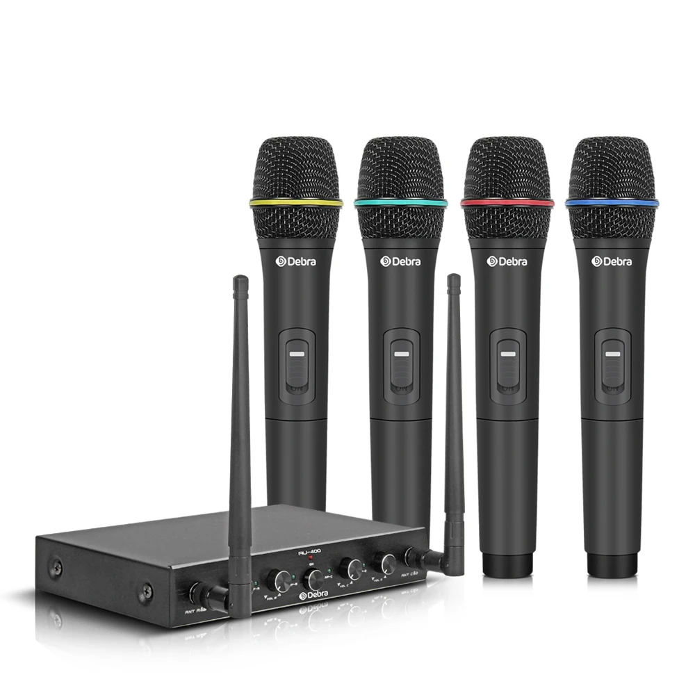 

Debra Audio UHF Pro 4channel handheld Mic Portable wireless microphone system