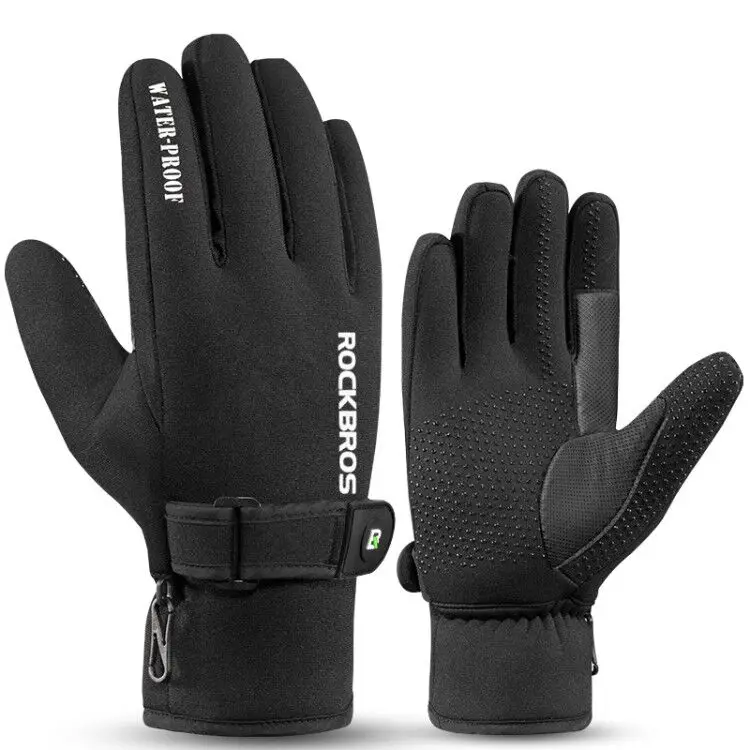 

CBR ODM S074 Motorcycle Thermal Winter Windproof Waterproof Skiing Cycling Bike Full Finger Gloves bicycle hand gloves sport, Black