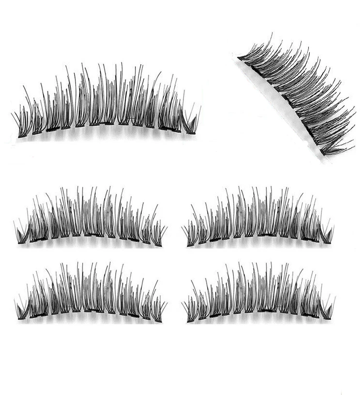 

VV-53 Factory Supply Handmade Fake Eyelashes Super Long Lash Natural Soft Criss-Cross 3 Magnetic Eyelashes