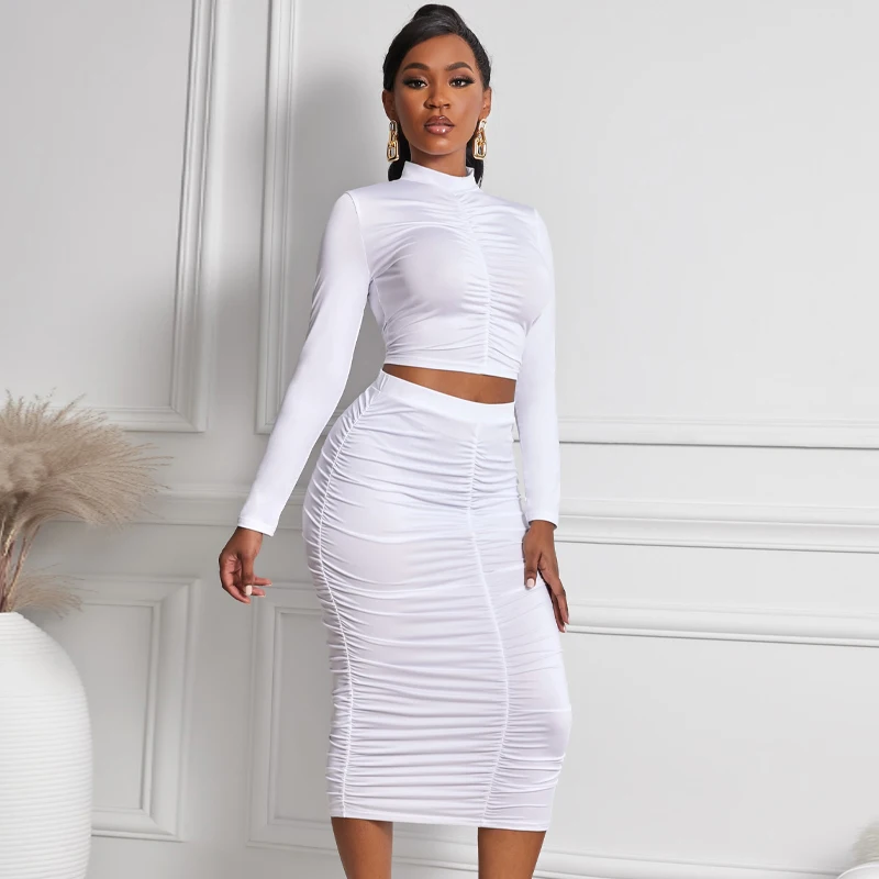 

Winter 2021 New Arrivals Bodycon Tops Skirt Outfits Two Piece Set Suit Trendy Women Clothing