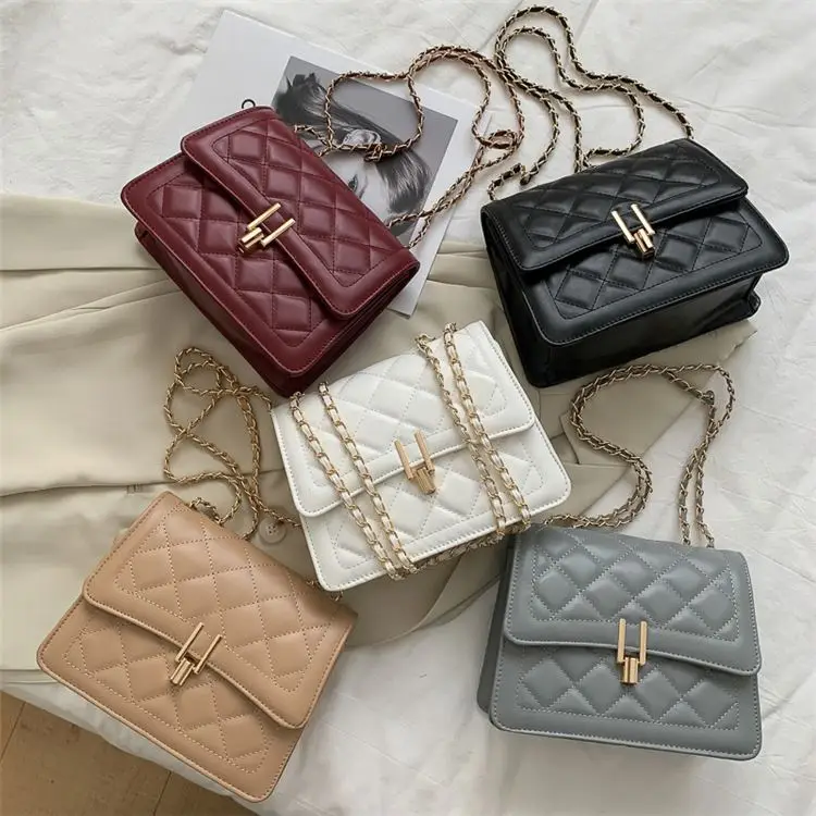 

DUODUOCOLOR 2021 new arrivals fashion mini rhomboid chain square bag vintage bags cross body bag B10329, White, red, khaki, black, gray