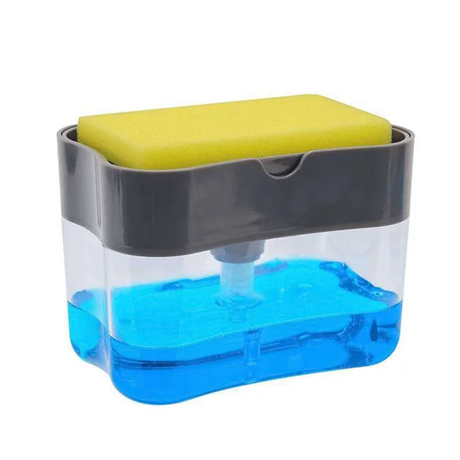 

Dropshipping Kitchen Sponge Holder 2 in 1 Rack Shelf Countertop Soap Pump Detergent Dish Soap Dispenser