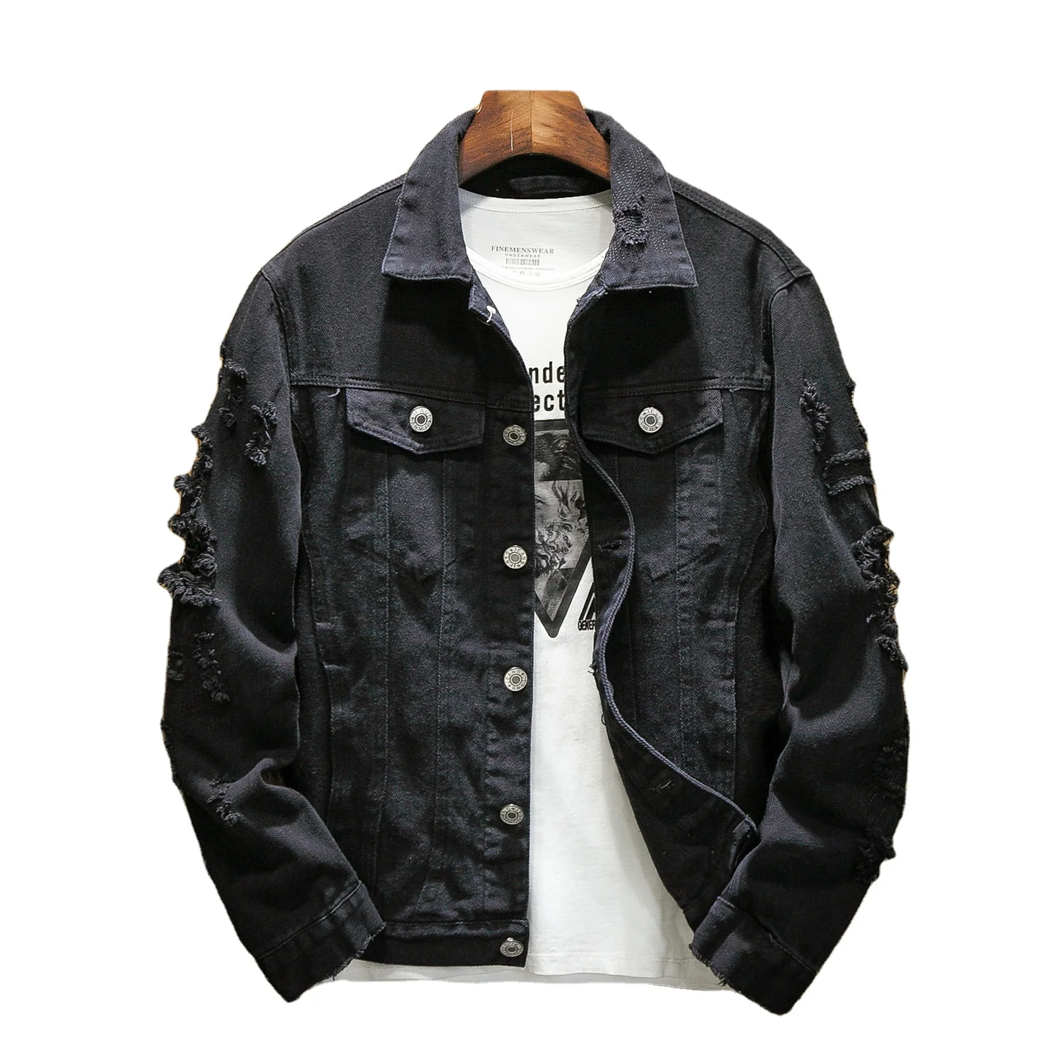 

DuLiang high quality wholesale black jean men denim jacket
