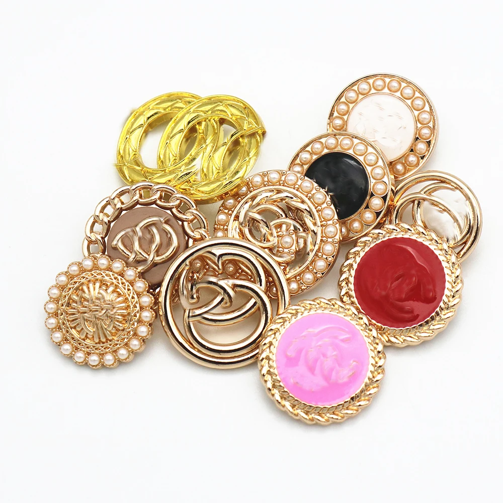 

Zine-alloy coat windbreaker buttons for women's outerwear suits with woollen buttons round, versatile, western-style button