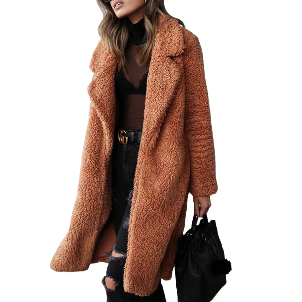 

Couple Elegant Thick Faux Fur Coat Women 2020 Winter Warm Soft Lambswool Fur X-Long Jacket Lady Plush Overcoat Casual Outerwear, Customized color
