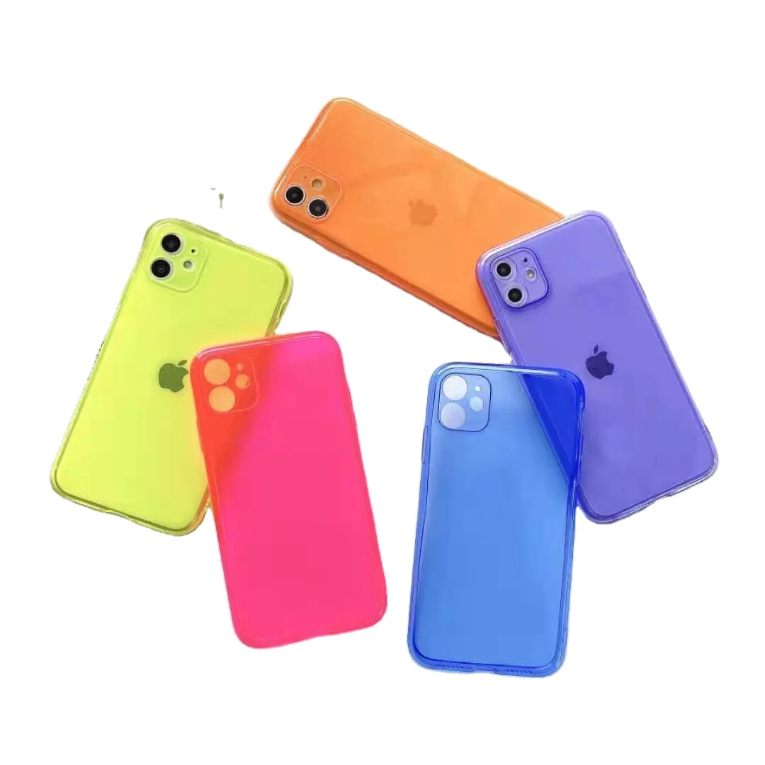 

Ins fluorescent Korean-colored Phone 12 pro max transparent soft silicone full-inclusive mobile phone case