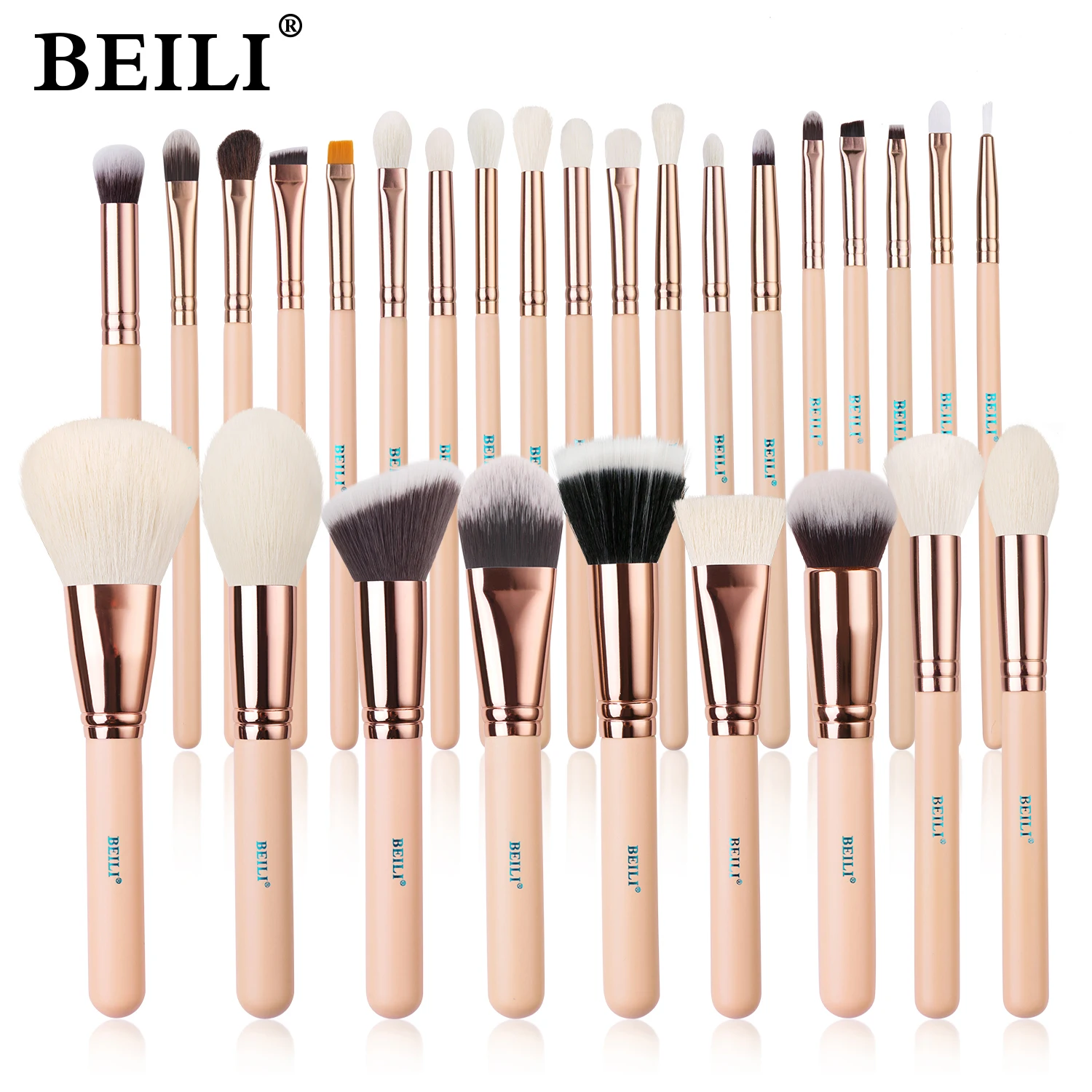 

BEILI Pink 28pcs private label wholesale eyeshadow professional makeup brushes powder foundation brush set tools