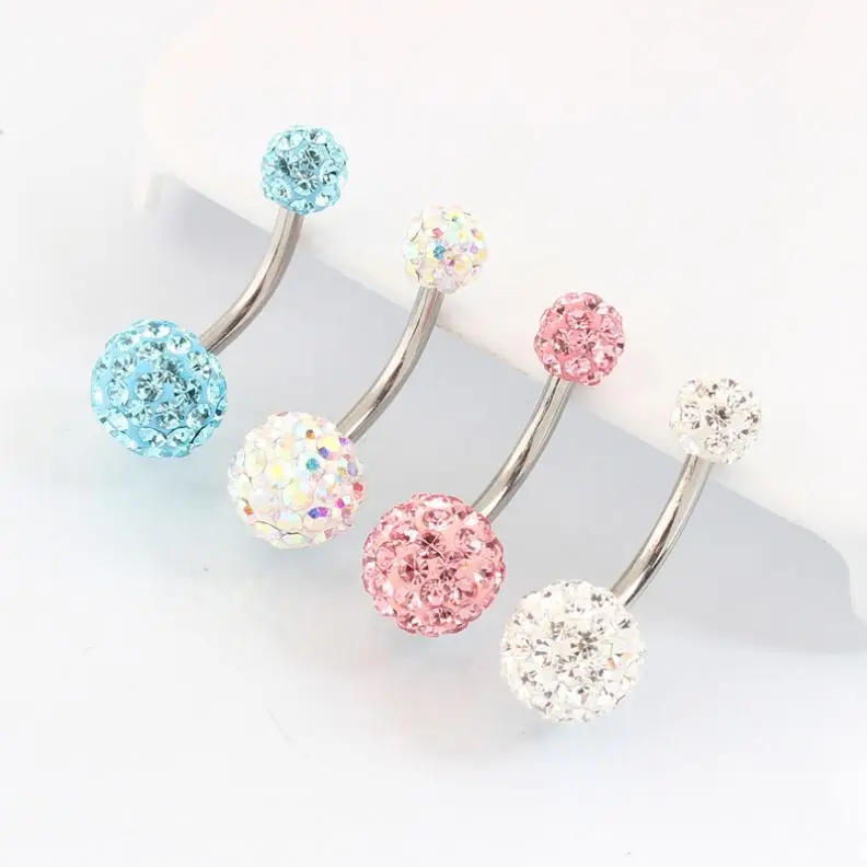 

Cheap Price Stainless Steel Silver Ring No Piercing Navel Piercing Jewelry Display Face Belly Ring, White/blue/pink/colorful
