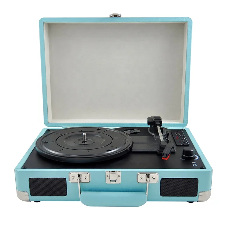 

Portable Suitcase Vintage Multifunction Retro Bluetooth LP Music Vinyl Record Player With Speakers, Turquoise , red , black