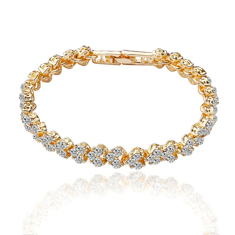 

Charm Diamond Gold 18k Luxury Plated Cubic Zirconia Crystal Bracelet For Women