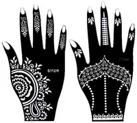 

OEM Henna Tattoo Stencils For Wholesale, Gorgeous Women's Sexy Body Art Black Henna Lace Hands Tattoo Sticker