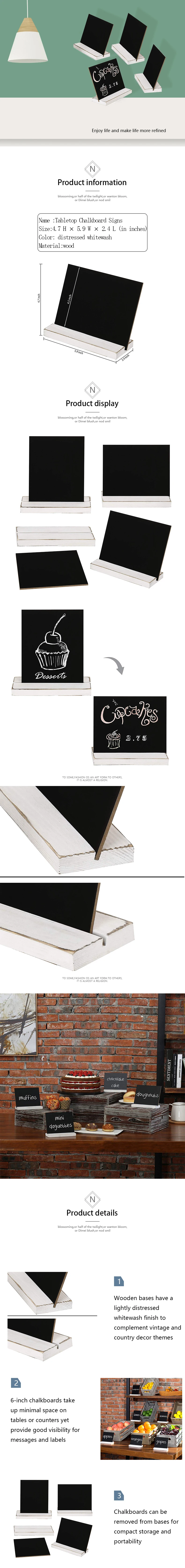 Custom Set Of 4 Tabletop Chalkboard Signs With Vintage White Wood 