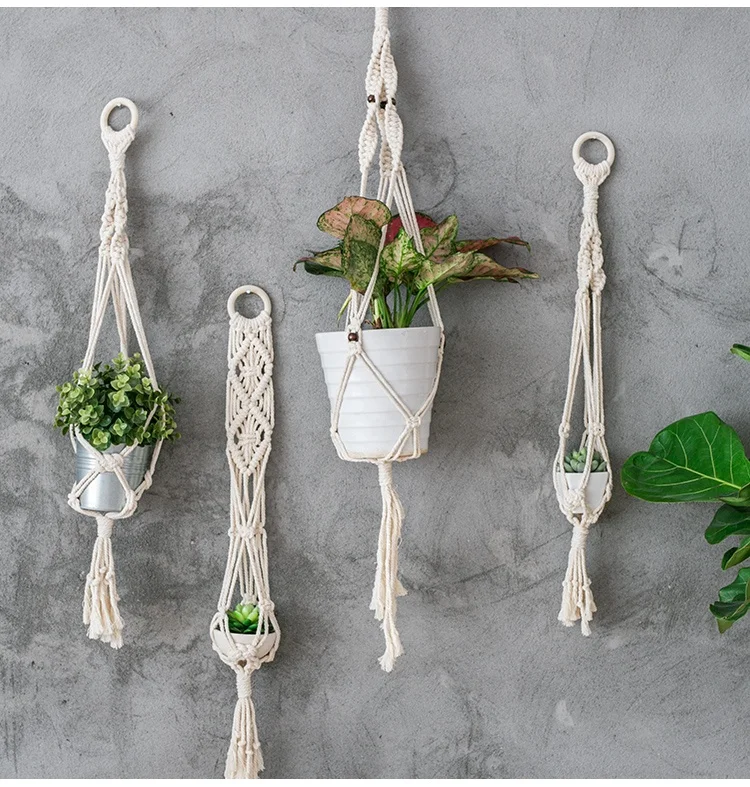 

Wholesale garden decor 100% cotton rope handmade air potted wall macrame cotton rope woven plant hangers, 7 styles as the pic