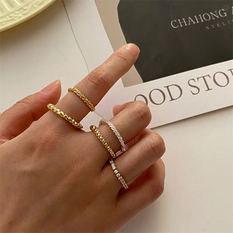 

New Plated Sparkling Ring Simple Style Versatile Decorative Compact Index Finger Ring Women Fashion Jewelry