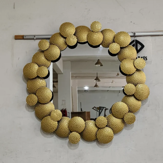 60CM Hot Saling Retro Luxury Home Decor Wall Mirror Sofa Decoration Creative Stainless Steel Golden Dropshipping New DDP
