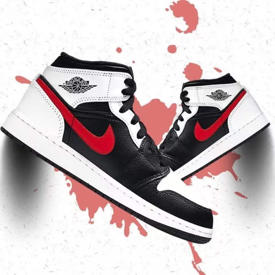 

Brand Nike sneakers Air Jordan 1 Mid GS Black and white red men's casual shoes AJ 1 Fashion Jordan 1 Basketball Nike shoes