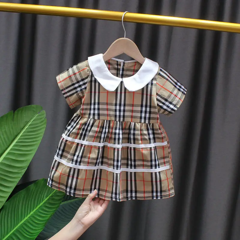 

2021 khaki kids summer spring autumn plain luxury clothes toddler clothing dresses baby girls dress, Pic