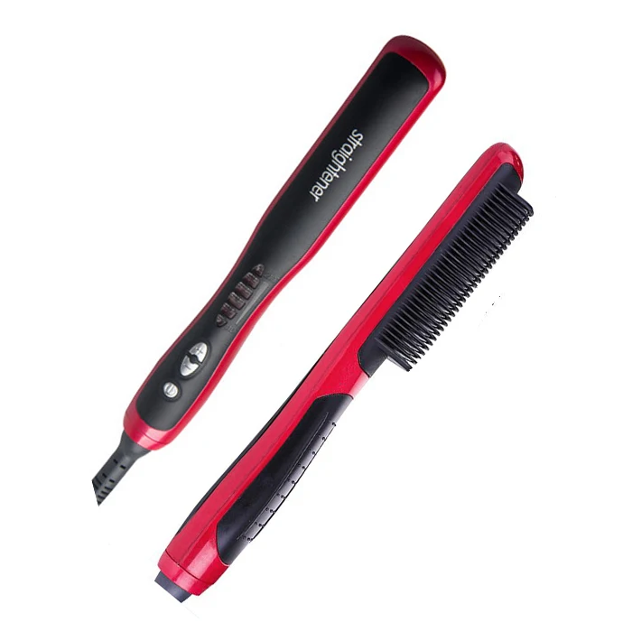 

New china products best double ionic led automatic high temperature ceramic hair brush straightener electric, Black+red