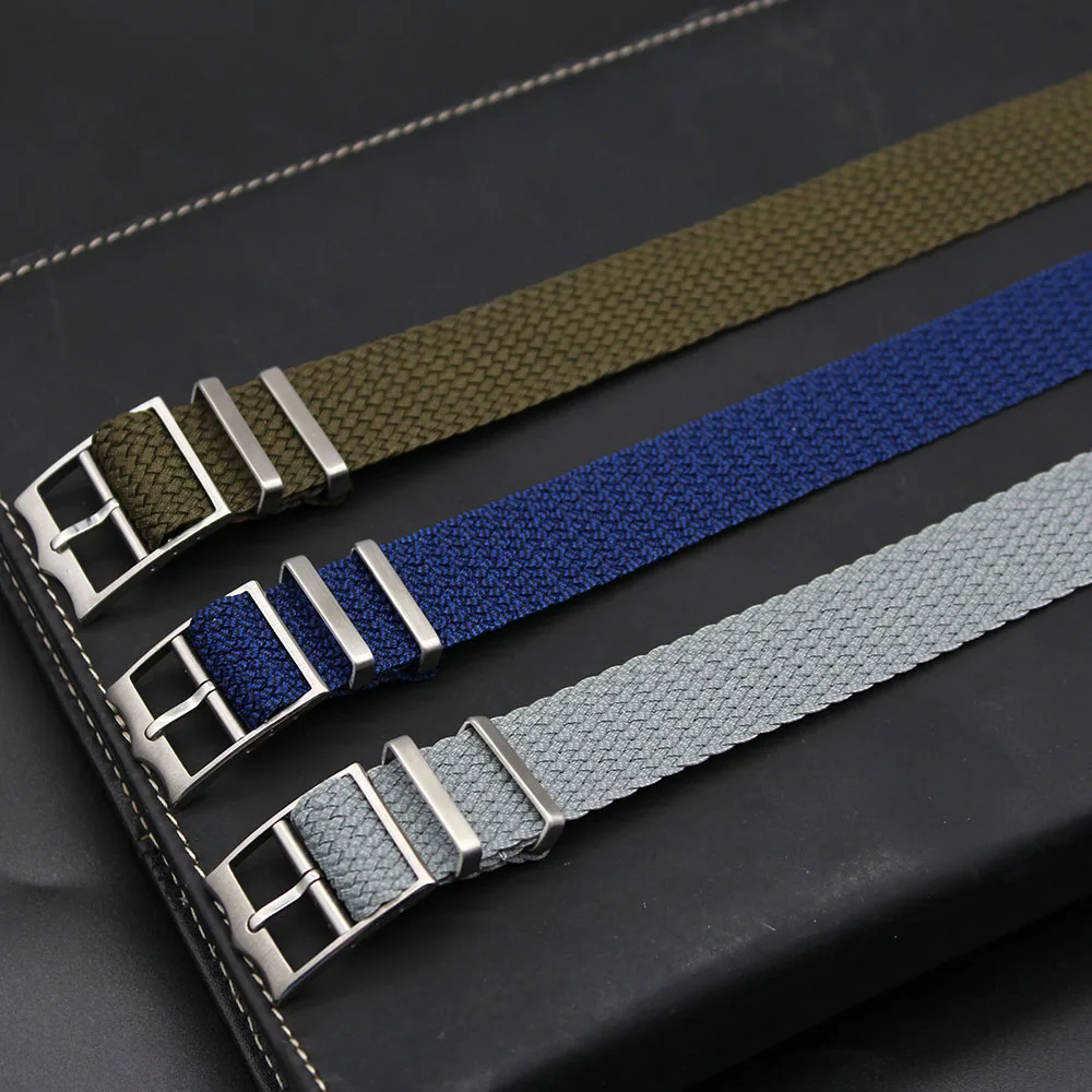 

2021 New Perlon Color 18mm 20mm 22mm Nylon Watch Band Adjustable Premium Watch Buckle Nato Perlon Watch Strap