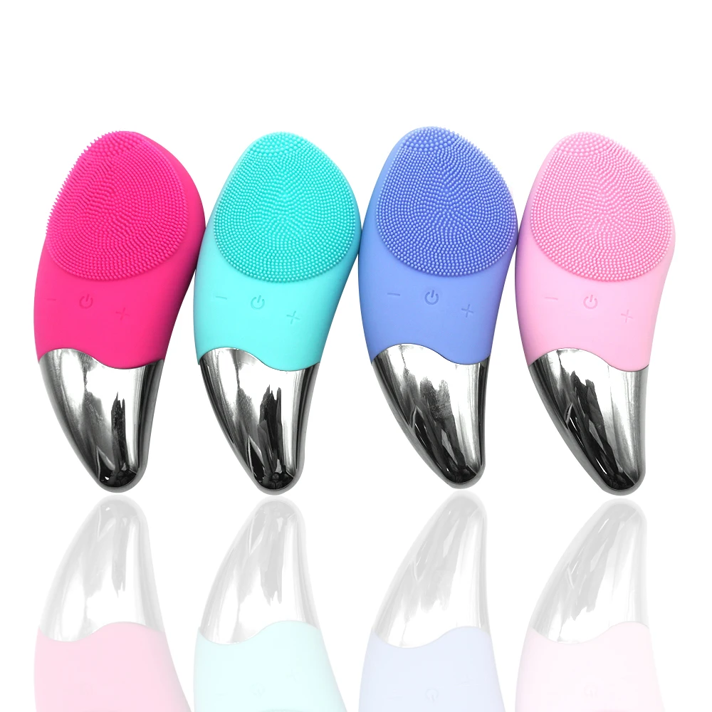 

Waterproof Electric Silicone Face Cleaning Brush Facial Cleansing Sonic Vibration Pore Scrubber Brush