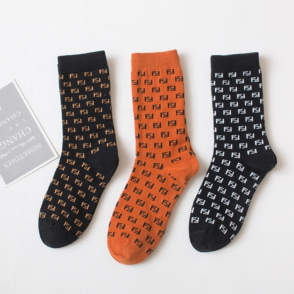 Fanny letters socks brown ff women fashion artist socks