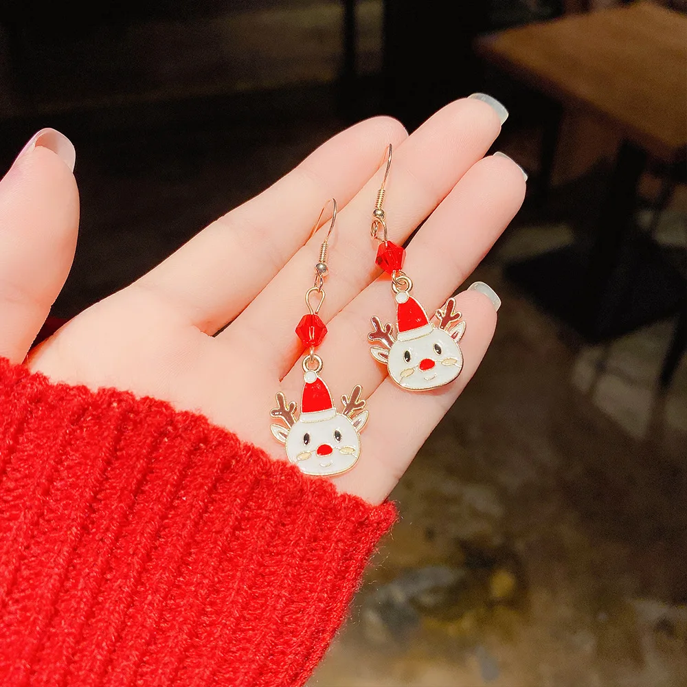 

Europe and America Cartoon Christmas Earrings Fashion Lovely Elk Suit Jewelry Earrings Sets Alloy Drop Earrings For Gift, Colorful