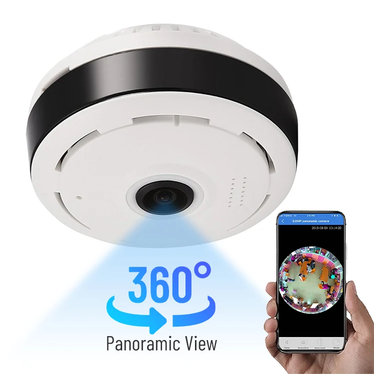 

HD1080P 2 way audio home security cctv camera hidden 360 bulb panoramic camera V380 Spy Fisheye IP Camera, White