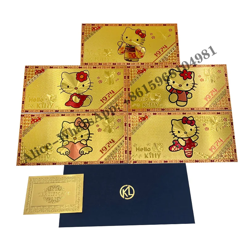 

Japan Cartoon Cute Cat Hello-kittys Golden Ticket Gold Foil Card Collectible Gifts for Souvenir Home Decor Gift for Kids