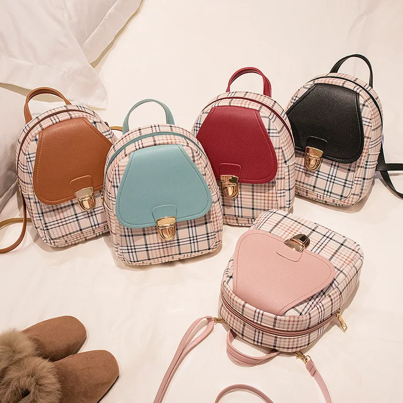 

Mini Cute Backpacks Small Bags Grid Design Women Bag