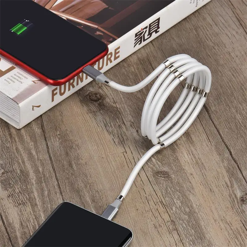 2020 New Arrivals Supercalla Magnetic Portable Self Winding Usb Charging Data Cable For Iphone 6036