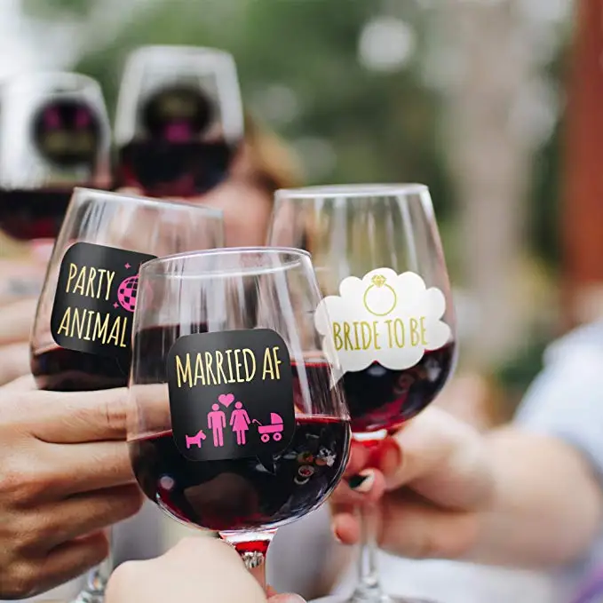 Bachelorette Party Supplies Wine Glass Markers Buy 9 Pcs Static Clings Reusable Stickers Wine