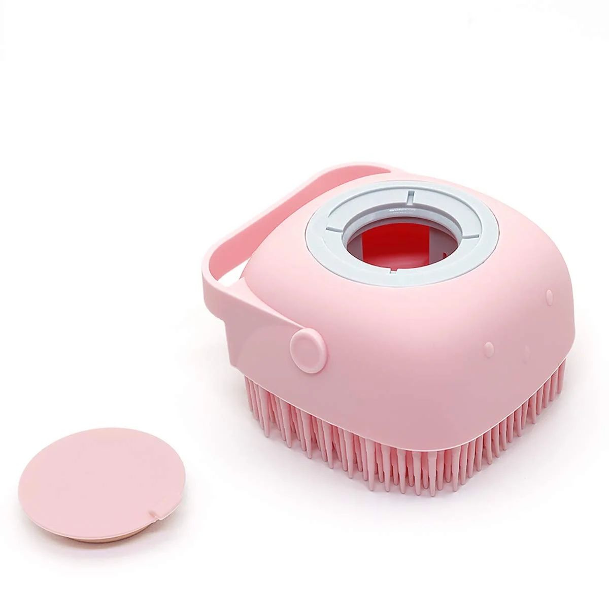 

Silicone Massage Exfoliating Bath & Shower Brush with Soap Dispenser BODY Long Handle, Blue, pink