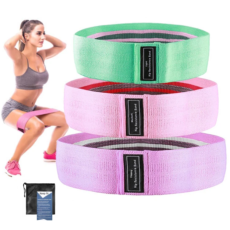 

Keep health heavy stripy fabric thick fitness resistance band dropshipping, Pink,purple,green or customized