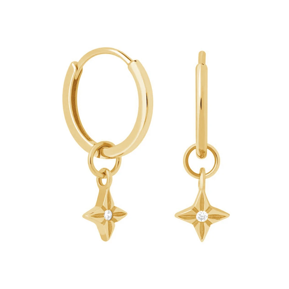 

wholesale jewellery 925 sterling silver 18k gold plated Cubic Zircon Star Hoop Earrings for women