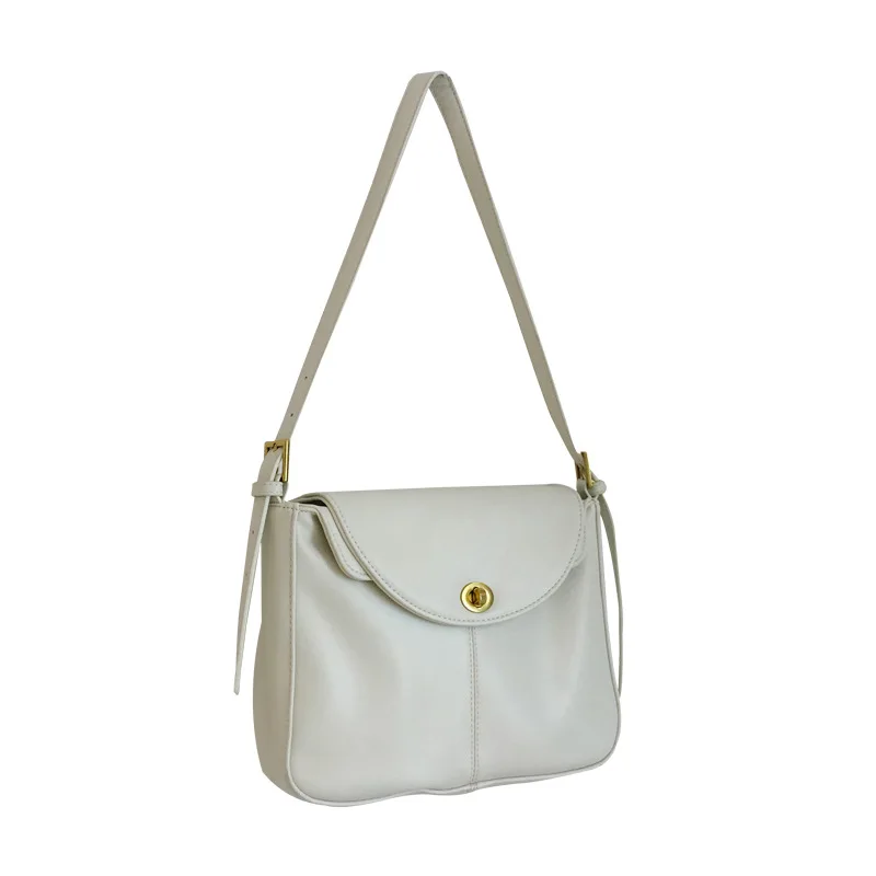 

Large capacity retro simple design white handbags PU leather women daily bags