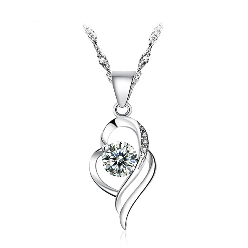 

Wholesale customized colorful crystal love heart pendant necklace CZ gemstone necklace pendant, Picture