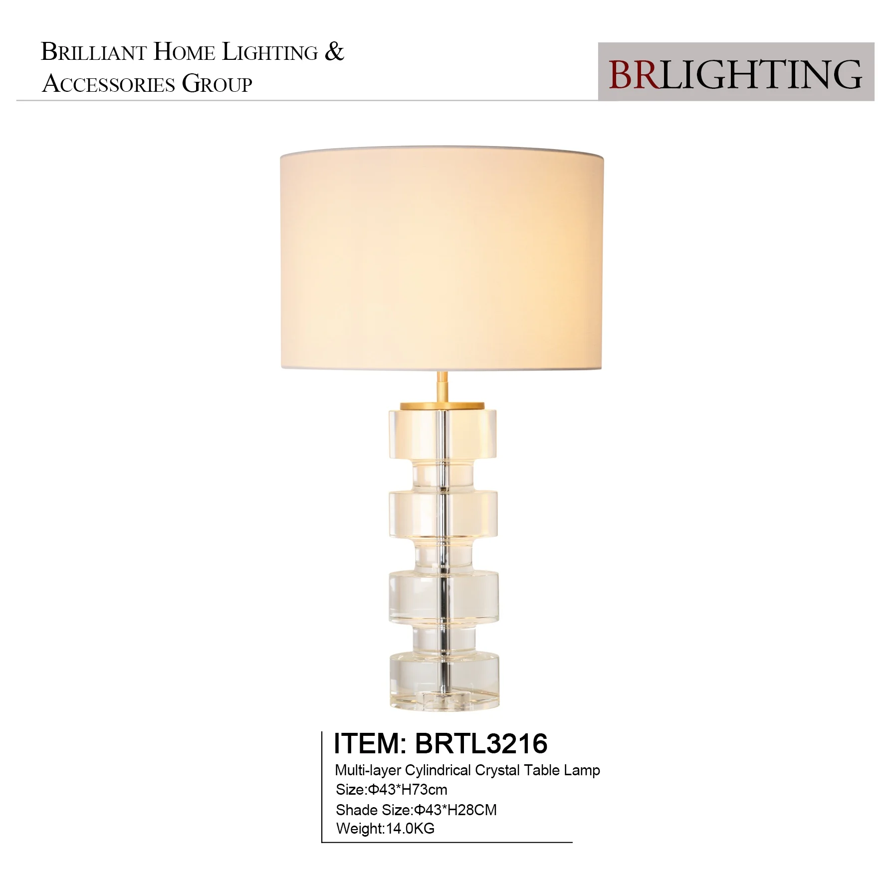 Octagonal Crystal Column Table Lamp for Hotel Bedroom Living Room Light