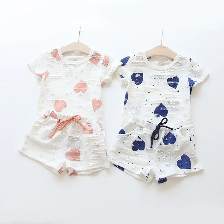 

Casual Kids Children's Clothing Suit Baby Girls Clothes Sets 2021 Summer Girl Short Sleeve Tops Shirts Shorts, As pic