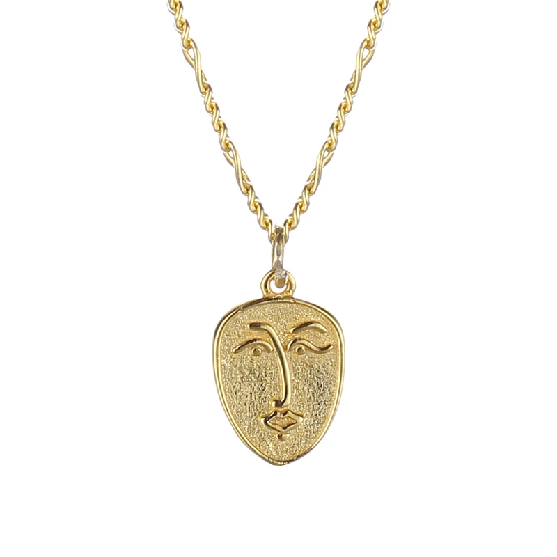 

2020 new arrivals Damila Jewelry 925 silver 18K gold plated face pendant necklaces