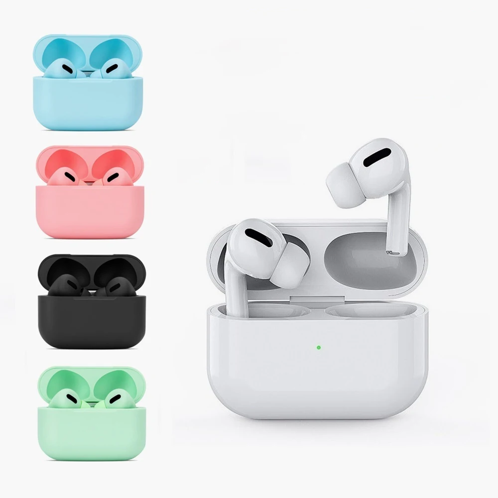 

2021 Newest Good Quality Air Pro Pods 3 1:1 Tws Mini Wireless Headphone Headset BT5.0 Noise Reduction oneplus Earbuds earphone, White blue yellow pink black