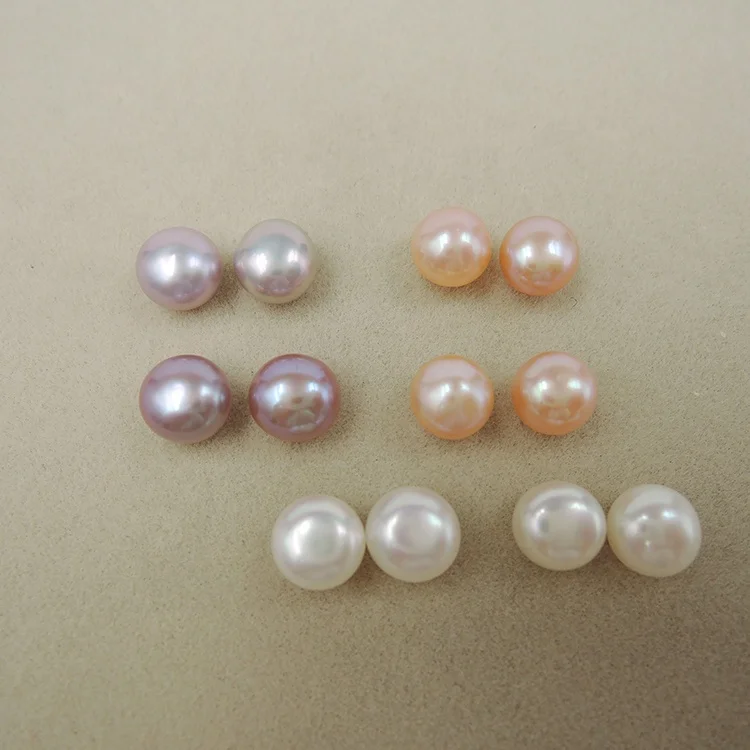 

6-7mm button loose pearl natural genuine real one hole half drilled freshwater rice shape loose pearls no holes