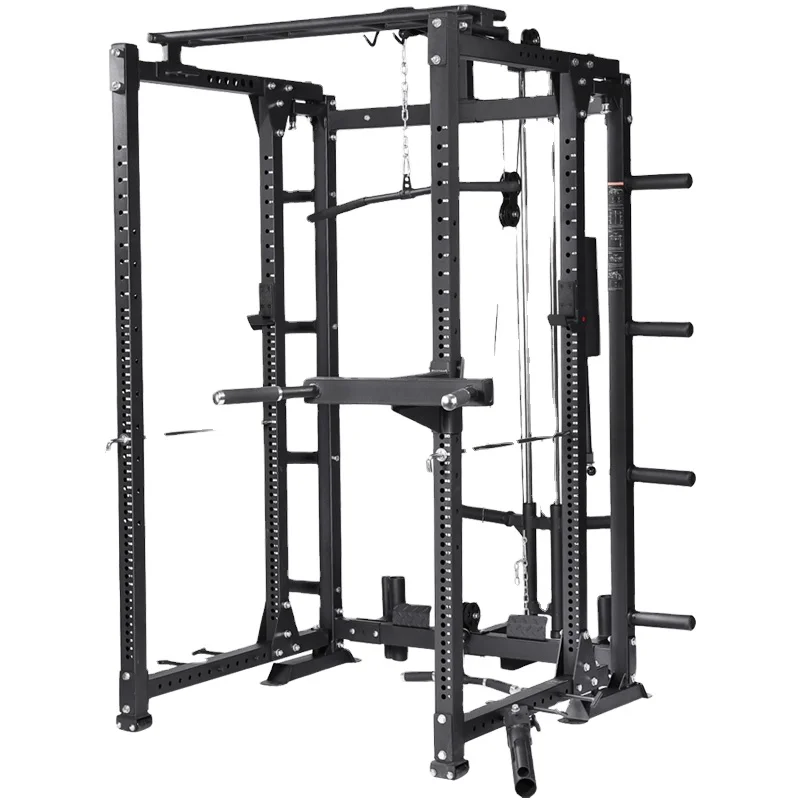 

Promotional price professional adjustable muscle training folding squat rack, Black