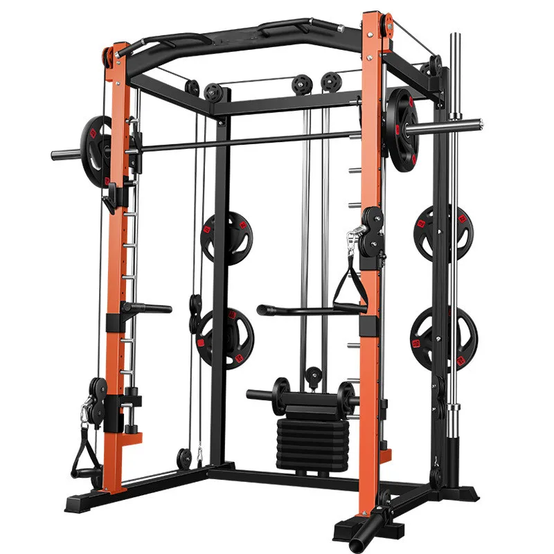 

2021 New design Best price Home Multi-Functional Smith Machine Gym Fitness Equipment Squat Rack, Black