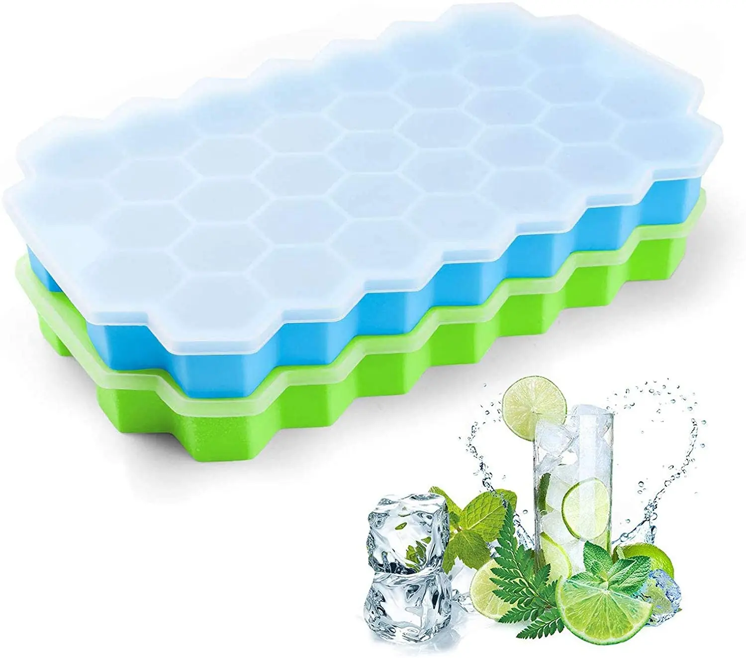 

Amazon High Quality Easy Release Ice Jelly Pudding Maker Mold Ice Cube Trays with Lid Silicone Ice Tray Molds
